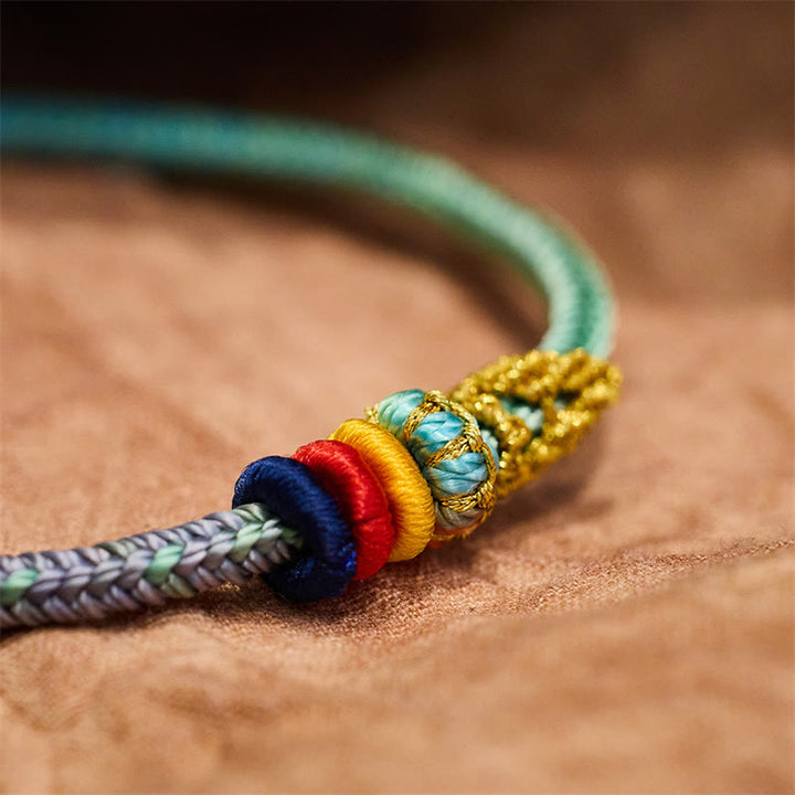 Buddha Stones Colorful Rope Eight Thread Peace Knot Luck Handmade Bracelet