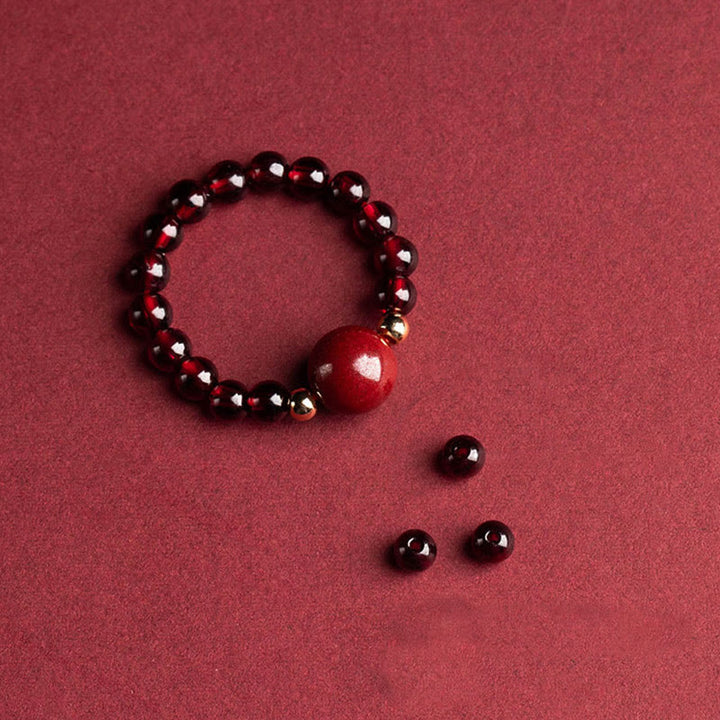 Buddha Stones Garnet Cinnabar Lucky Bead PiXiu Om Mani Padme Hum Rose Protection Ring