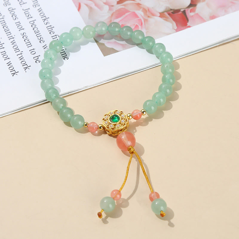 Buddha Stones Green Aventurine Luck Bead Tassel Bracelet