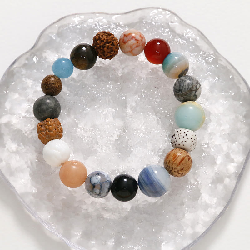 Buddha Stones Natural Bodhi Seed Crystal Stone Agate Keep Away Evil Spirits Bracelet