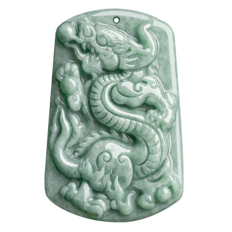 Buddha Stones Year of the Dragon Chinese Zodiac Dragon Jade Success Amulet Necklace Pendant