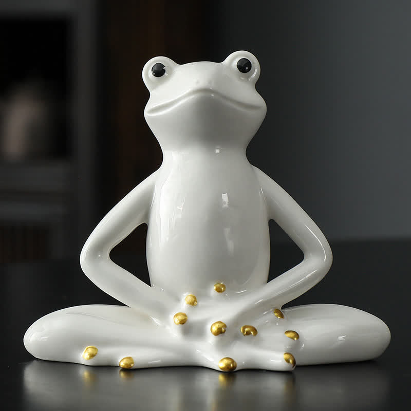 Meditating Ceramic Zen Frog Statue Decoration