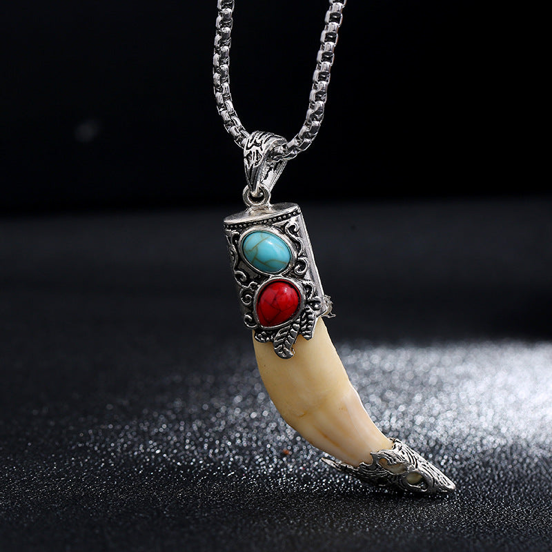 Imitation Wolf Tooth Titanium Steel Balance Necklace Pendant