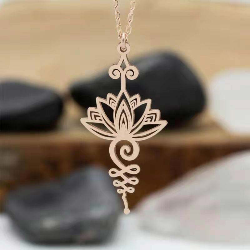 Buddha Stones Lotus Luck Wealth Necklace Pendant