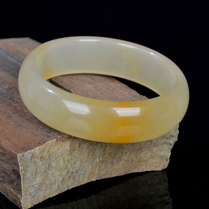 Natural Golden Silk Jade Luck Wealth Bracelet Bangle