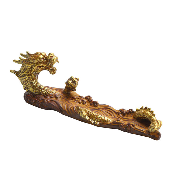 Buddha Stones Dragon Protection Ceramic Stick Incense Burner Decoration