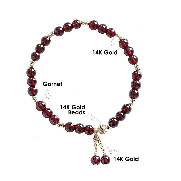 Buddha Stones 14K Gold Natural Garnet Calm Bracelet