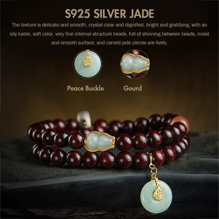 Buddha Stones Chinese Zodiac Natal Buddha Small Leaf Red Sandalwood Jade Red Agate PiXiu Sooth Bracelet