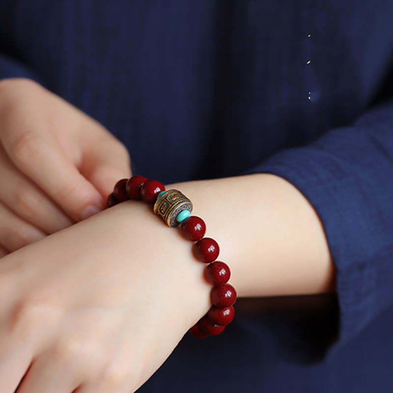 Buddha Stones 925 Sterling Silver Chinese Zodiac Natal Buddha Cinnabar Om Mani Padme Hum Calm Bracelet