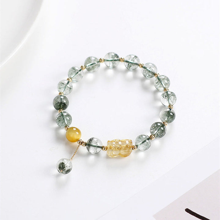 Buddha Stones Green Phantom Citrine PiXiu Confidence Bracelet