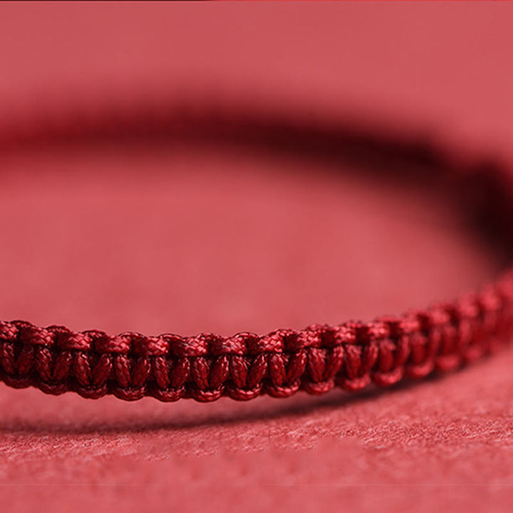 Buddha Stones Four Leaf Clover Five-petal Flower Cinnabar Blessing Red String Bracelet