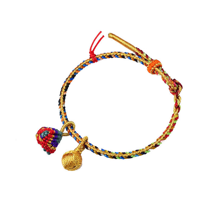 Buddha Stones Colorful Rope Luck Handmade Zongzi Golden Ball Charm Bracelet