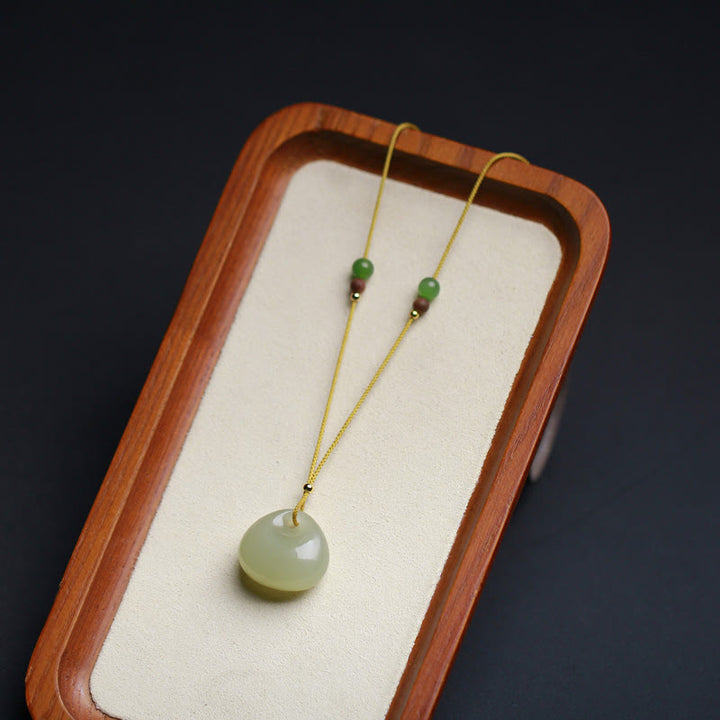 Natural Hetian Jade Small Bag Pattern Prosperity String Necklace Pendant