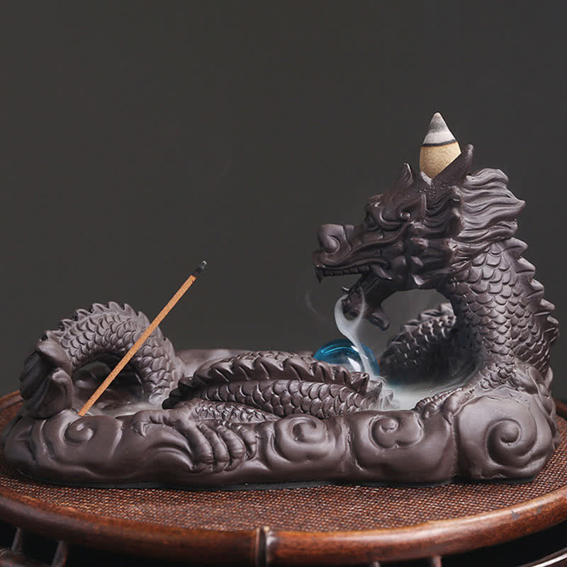 Dragon Playing Ball Flower Protection Incense Burner Decoration