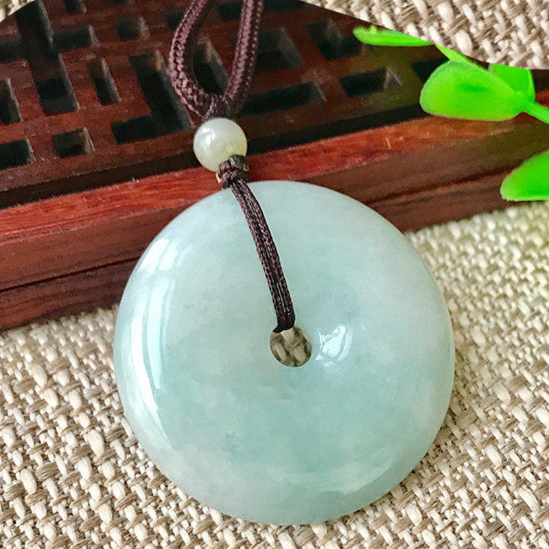 Buddha Stones Round Jade String Luck Necklace Pendant