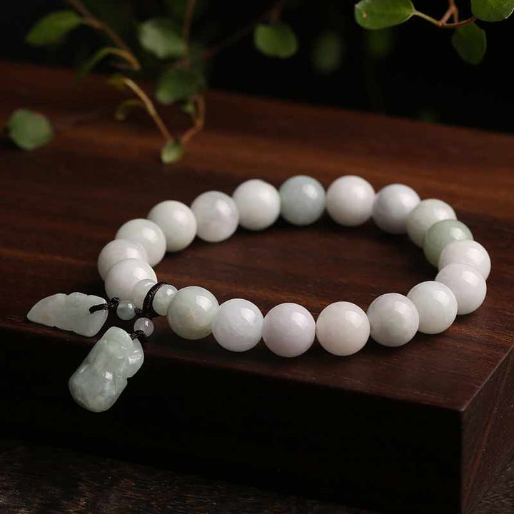 Buddha Stones Natural Jade Pi Xiu Buddha Gourd Apple Success Bracelet