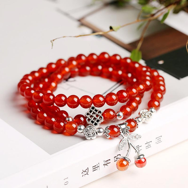 Natural Red Agate Bead Blessing Bracelet Necklace