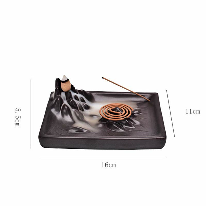 Mountains Flowing Water Ceramic Blessing Backflow Incense Burner