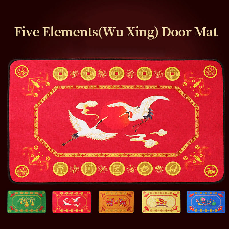 Buddha Stones Five Elements Lucky Crane Gourd Kirin Dragon Axe Nine Koi Fish Non-slip Foot Pad Doormat