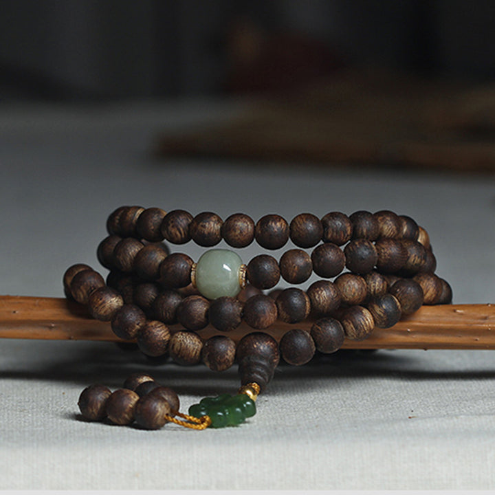 108 Mala Beads Nha Trang Bai Qinan Agarwood Jade 999 Gold Peace Bracelet (Only one in stock)