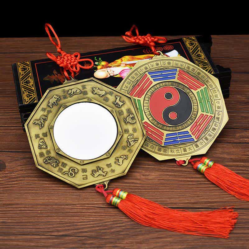 Feng Shui Bagua Map Five-Emperor Coins Chinese Knotting Harmony Energy Map