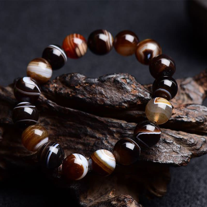 Buddha Stones Tibetan Sardonyx Happiness Positive Bracelet