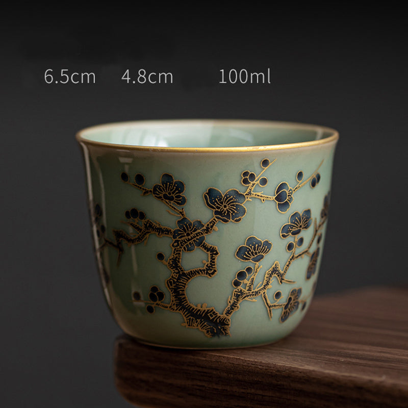 Buddha Stones Butterfly Flower Lotus Koi Fish Plum Blossom Ceramic Teacup Kung Fu Tea Cup 100ml