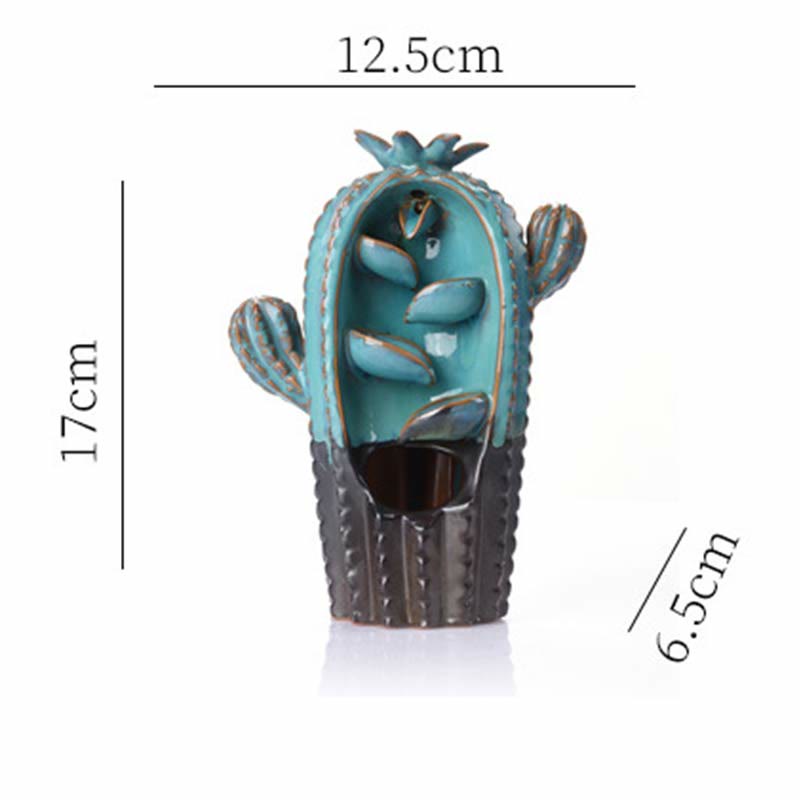 Cactus Ceramic Healing Backflow Smoke Fountain Incense Burner