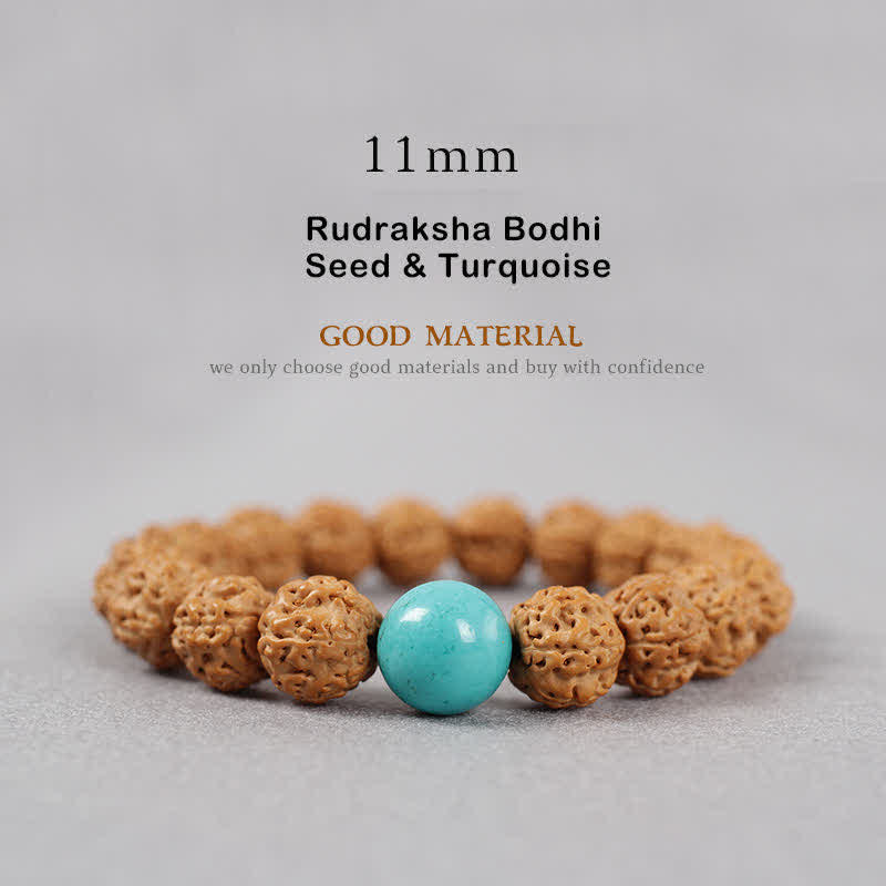 Buddha Stones Tibet Rudraksha Bodhi Seed Dzi Bead Amber Turquoise Wealth Bracelet