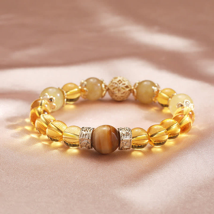 Buddha Stones Citrine Generosity Prosperity Beaded Bracelet