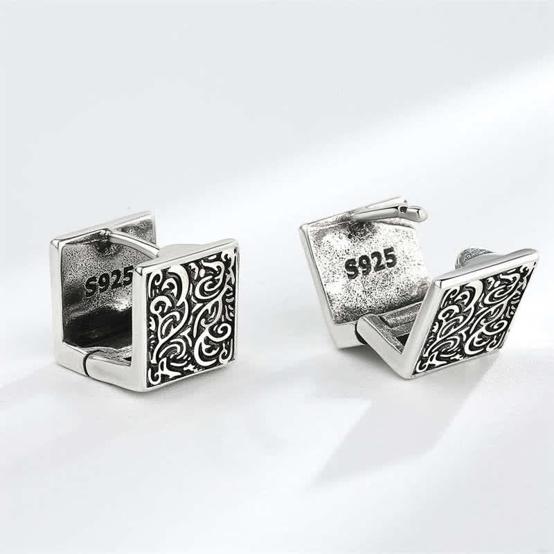 Grass Pattern Square Stud Earrings