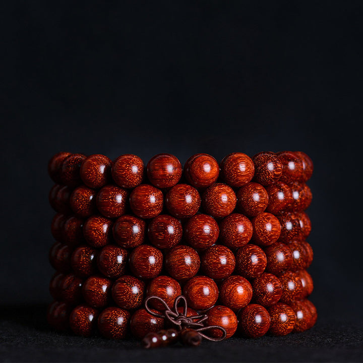 Buddha Stones Tibetan Small Leaf Red Sandalwood Balance Bracelet