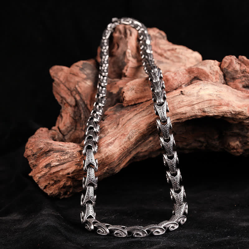 Buddha Stones Dragon Pattern Titanium Steel Protection Necklace Pendant Bracelet