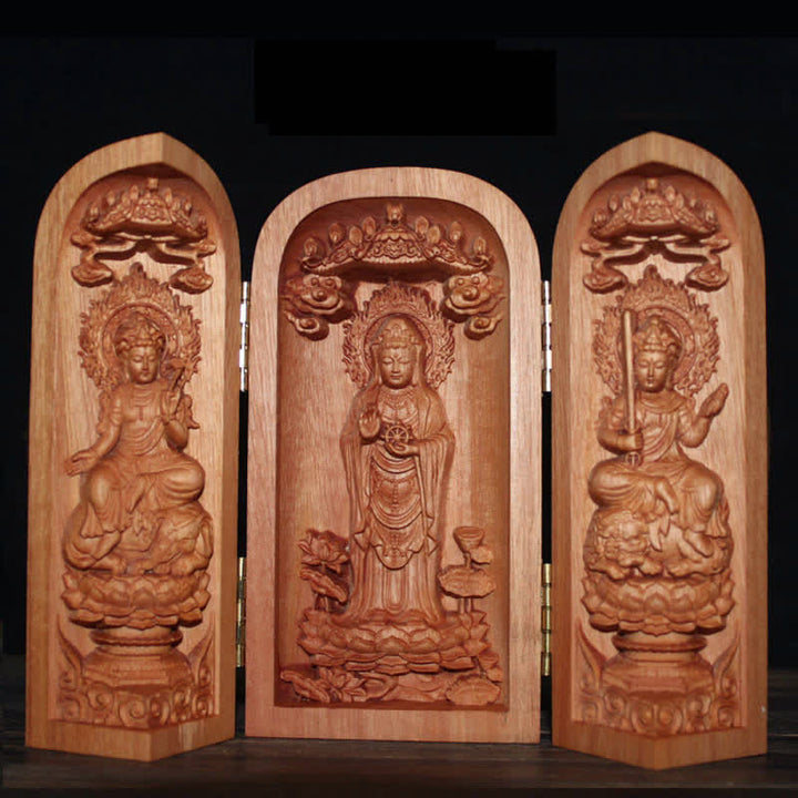 Avalokitesvara Kwan Yin Buddha Cherry Wood Compassion Home Decoration Altar