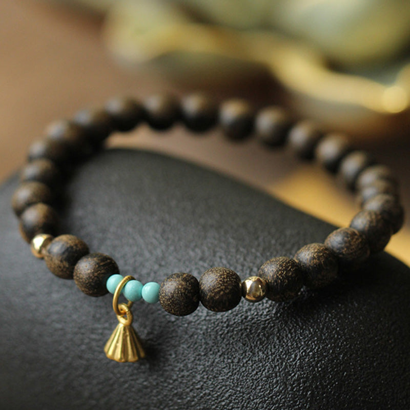 Buddha Stones Agarwood Lotus Strength Bracelet