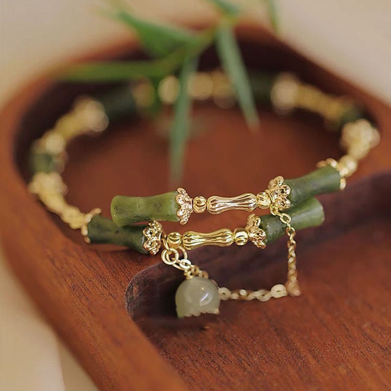 Buddha Stones Bamboo Jade Pattern Luck Bracelet Bangle