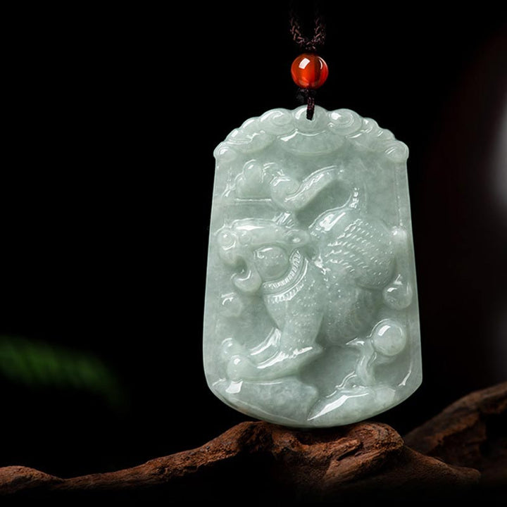 Buddha Stones Natural Jade 12 Chinese Zodiac Abundance Amulet Pendant Necklace