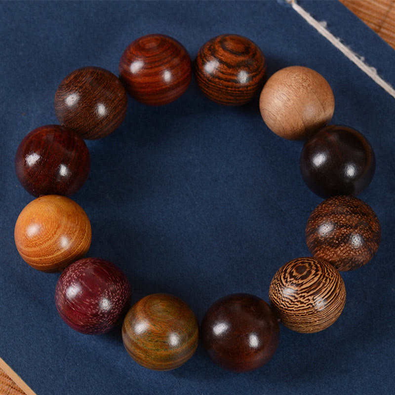 Buddha Stones Multicolored Sandalwood Protection Healing Bracelet