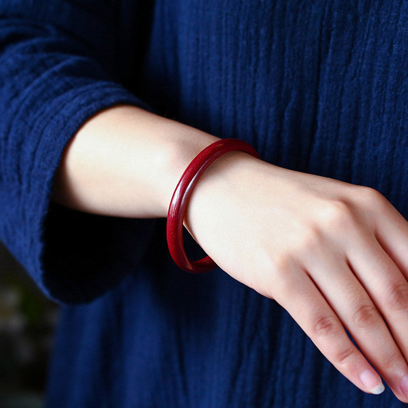 Buddha Stones Cinnabar Heart Sutra Engraving Blessing Bangle Bracelet