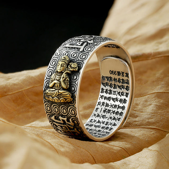 Buddha Stones Chinese Zodiac Natal Buddha Wealth Luck Adjustable Ring