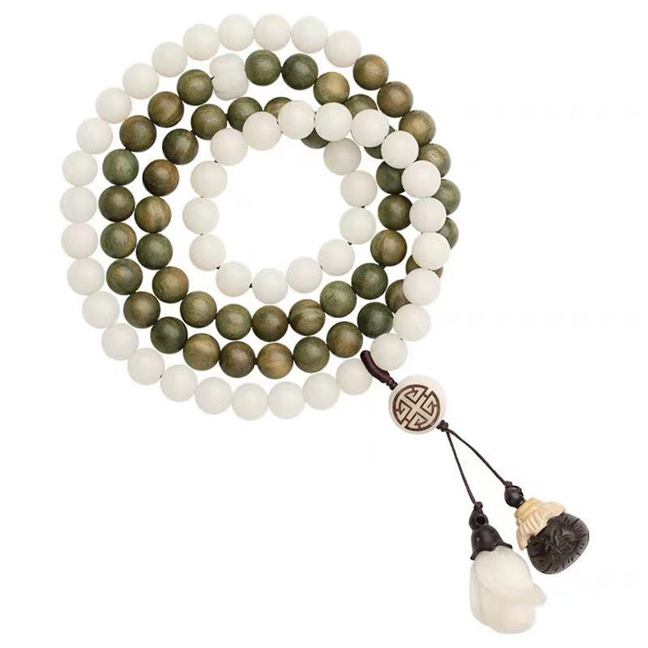 Buddha Stones Natural Green Sandalwood Bodhi Seed Soothing Bracelet