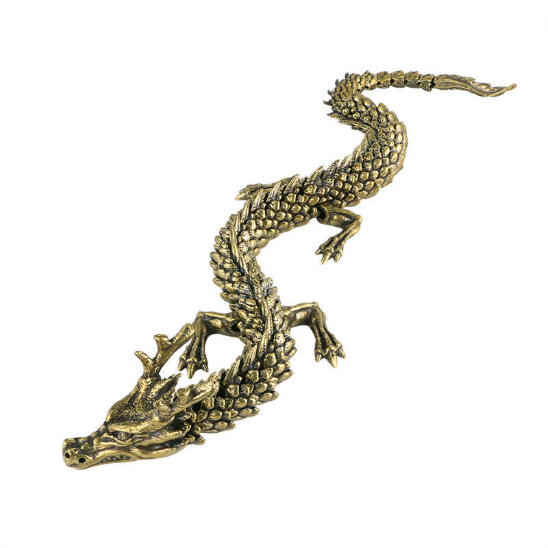 Brass Copper Dragon Wealth Luck Protection Statue Figurine Home Decoration