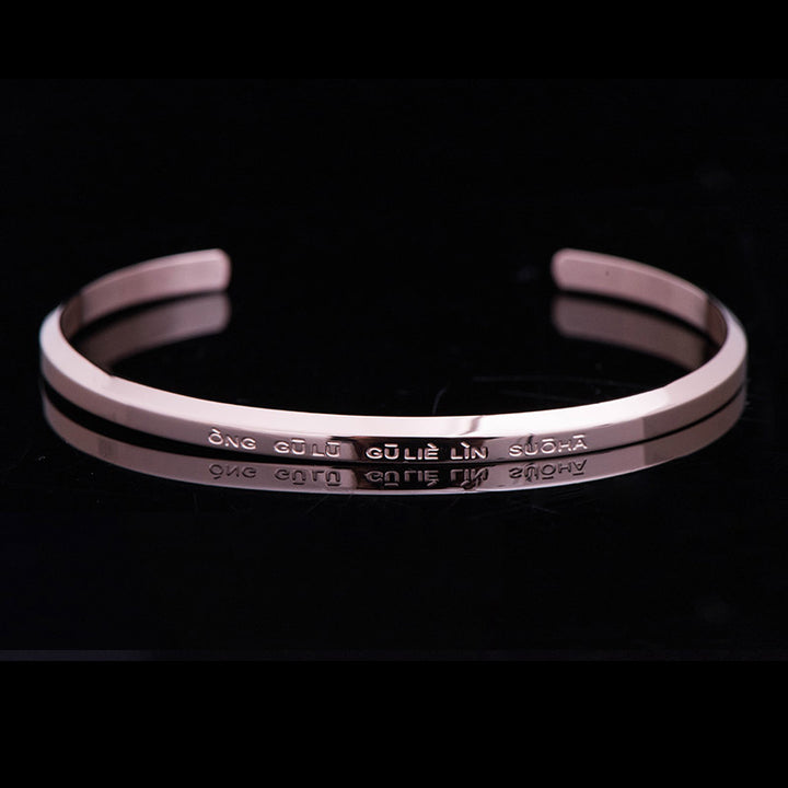 Six True Words Engraving Titanium Steel Blessing Protection Bracelet