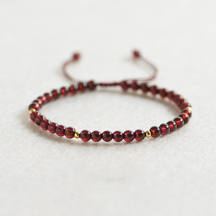 Buddha Stones Natural Garnet Golden Beads Stability Bracelet