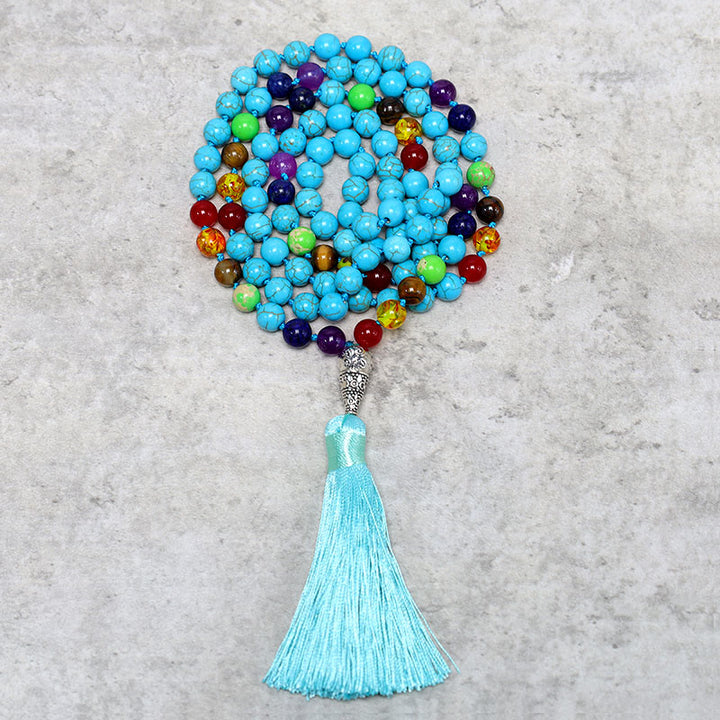 108 Mala Turquoise Beads Yoga Meditation Prayer Beads Necklace