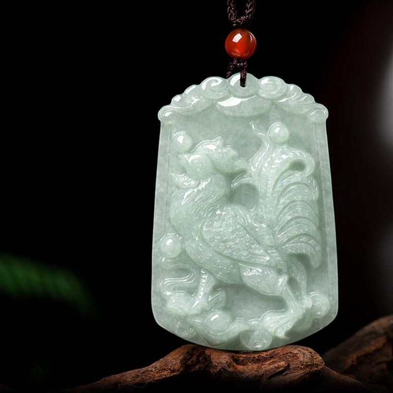 Buddha Stones Natural Jade 12 Chinese Zodiac Abundance Amulet Pendant Necklace