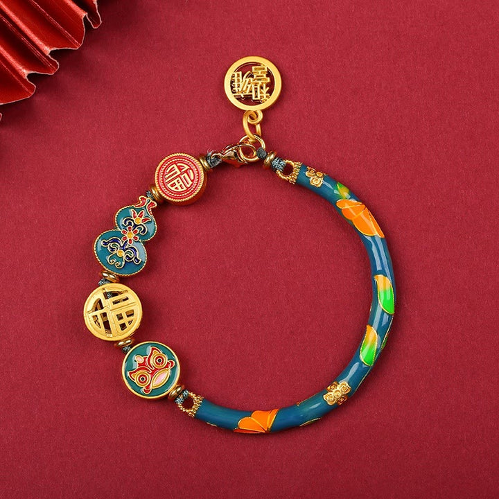 Tibetan Gourd Fortune Happiness Lion Wealth Luck Bracelet