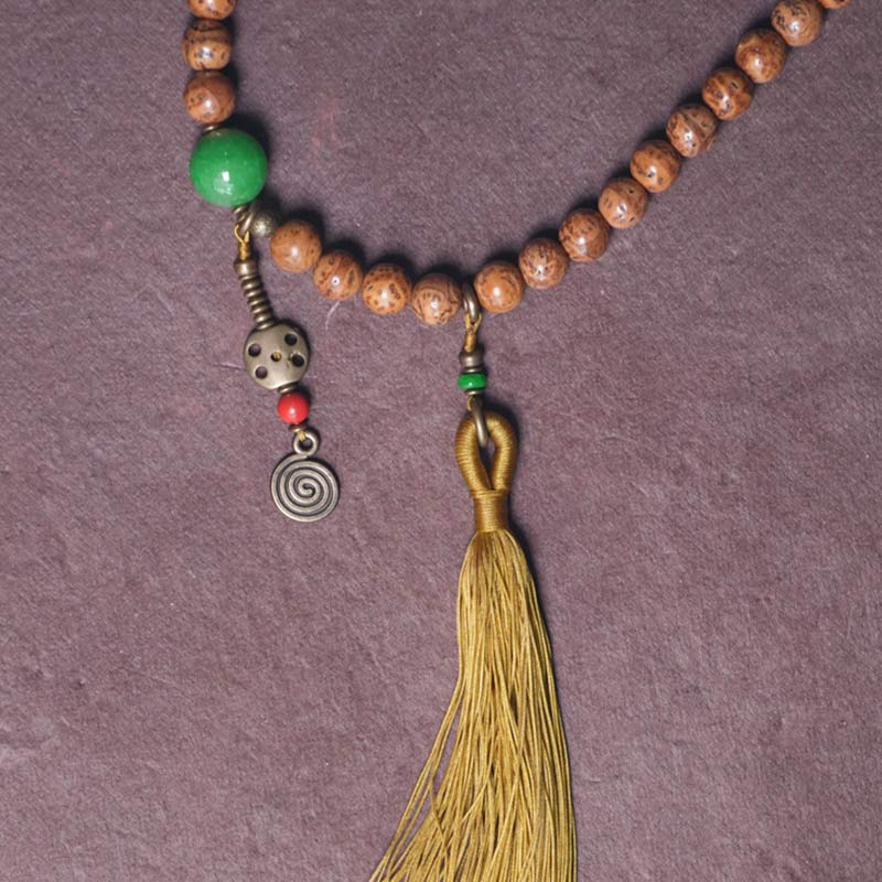 108 Mala Beads Bodhi Seed Wisdom Peace Tassel Bracelet