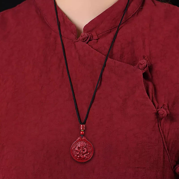 ❗❗❗A Flash Sale- Buddha Stones Year of the Dragon Natural Cinnabar Dragon Protection Necklace Pendant