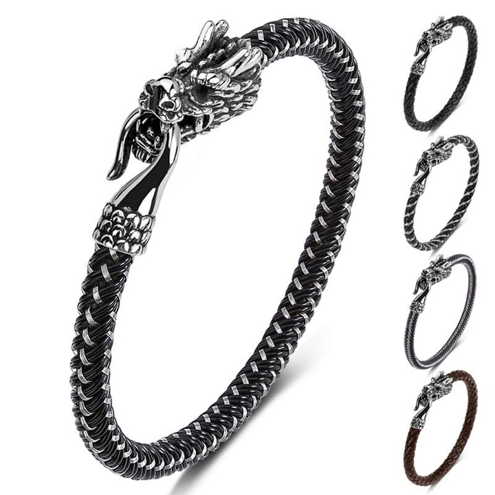 Buddha Stones Dragon Titanium Steel Protection Luck Bracelet